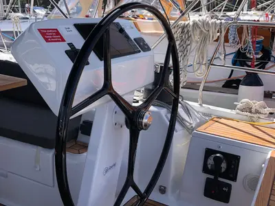 Cockpit of Lady Aga, a Hanse 508 sailboat at Općina Rogoznica, Croatia
