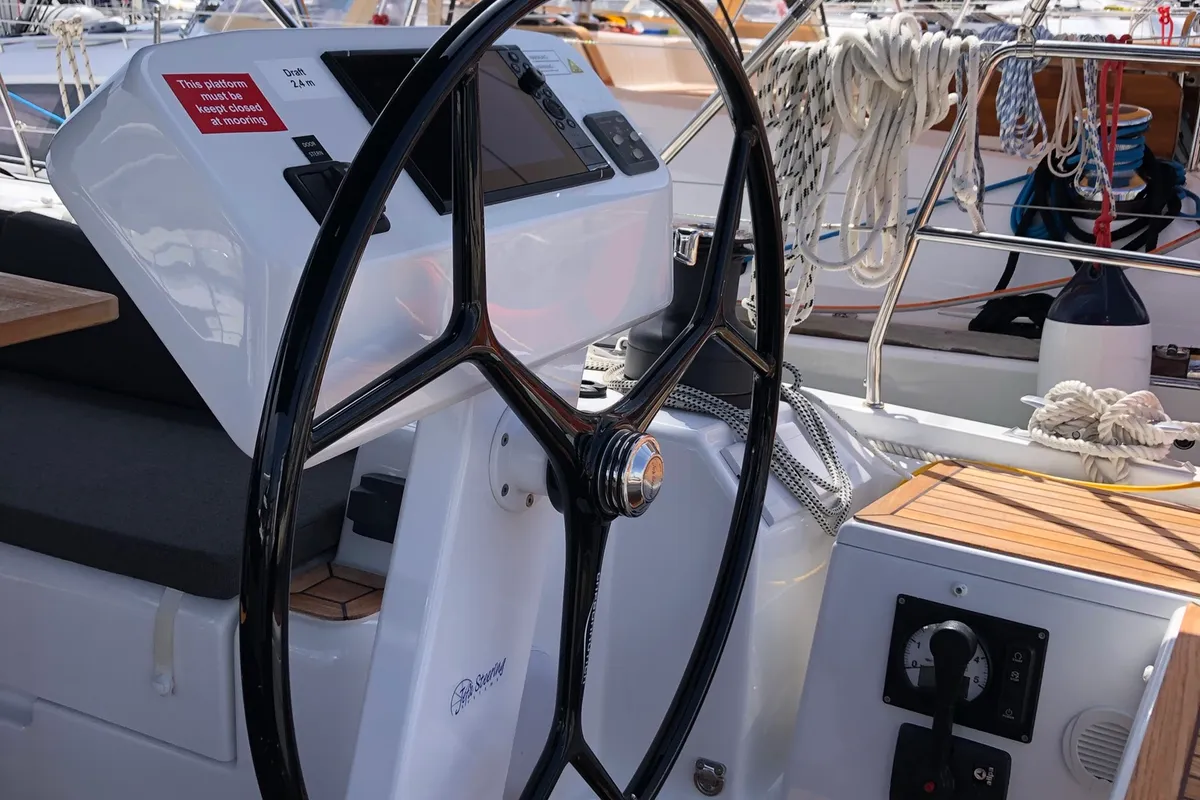 Cockpit of Lady Aga, a Hanse 508 sailboat at Općina Rogoznica, Croatia