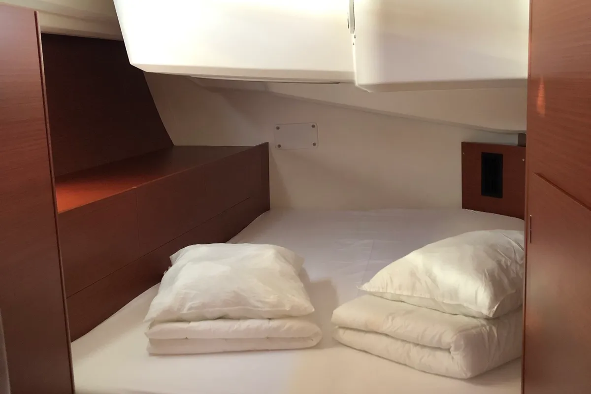 Cabin on Lady Aga, a Hanse 508 sailboat at Općina Rogoznica, Croatia