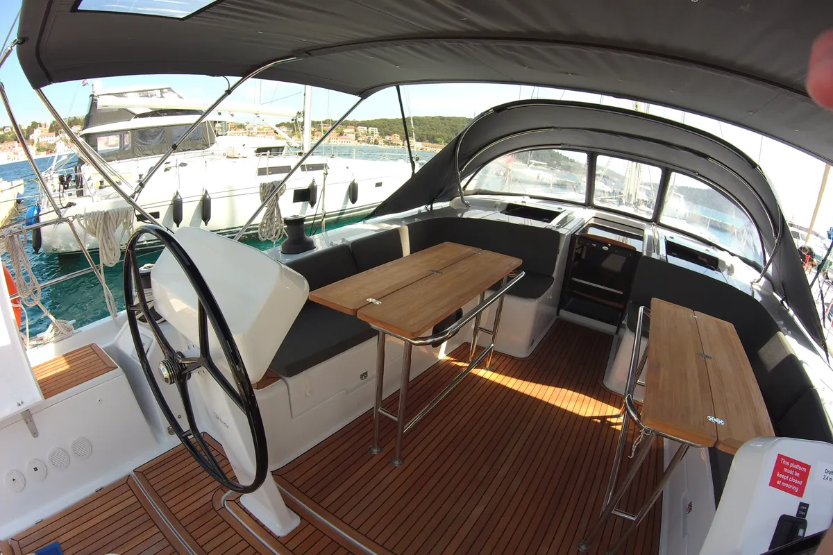 Deck of Lady Aga, a Hanse 508 sailboat at Općina Rogoznica, Croatia