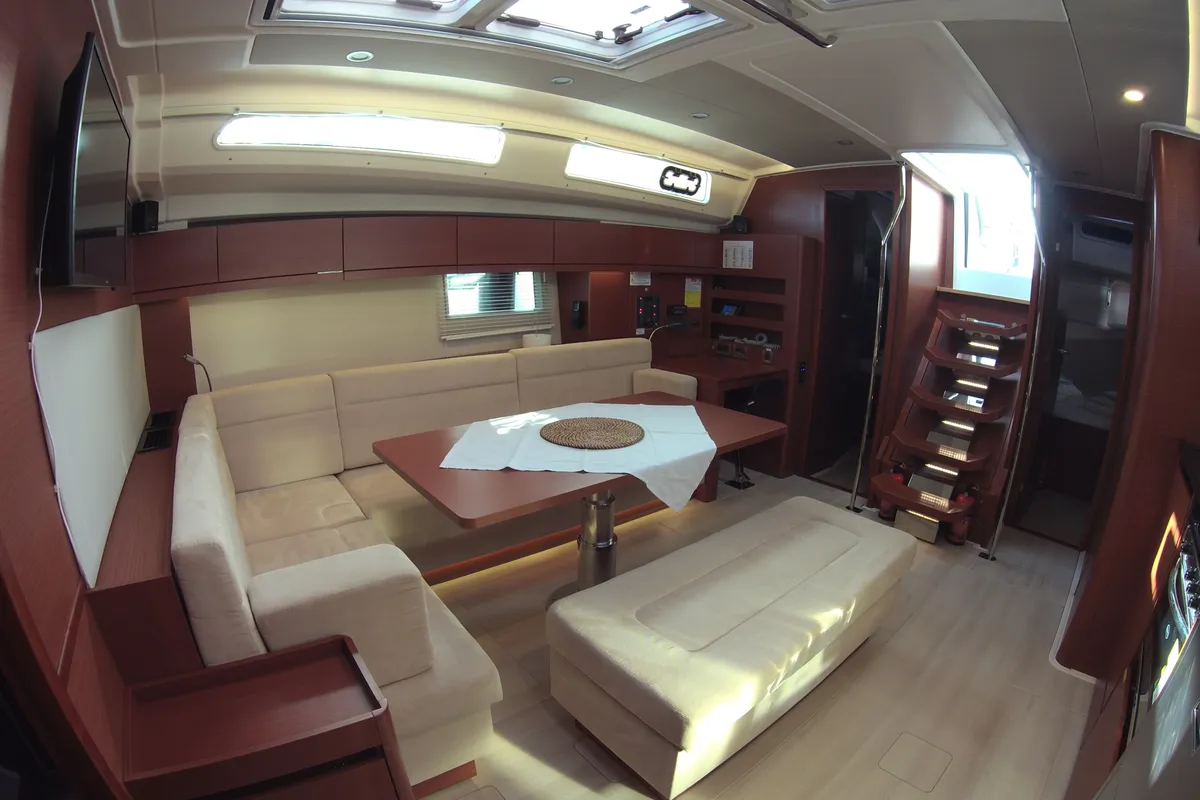 Salon of Lady Aga, a Hanse 508 sailboat at Općina Rogoznica, Croatia