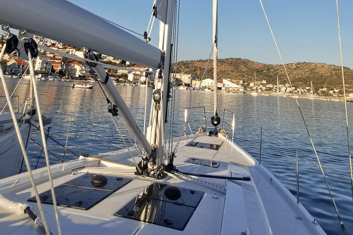 Exterior view of Lady Aga, a Hanse 508 sailboat at Općina Rogoznica, Croatia