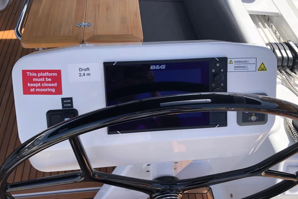 Cockpit of Lady Aga, a Hanse 508 sailboat at Općina Rogoznica, Croatia