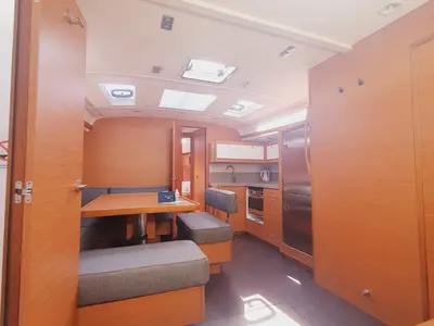 Salon of Sombra del Viento, a Dufour 470 sailboat at Grad Trogir, Croatia
