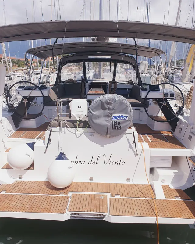Cockpit of Sombra del Viento, a Dufour 470 sailboat at Grad Trogir, Croatia