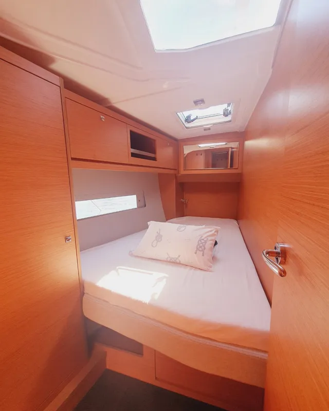 Cabin on Sombra del Viento, a Dufour 470 sailboat at Grad Trogir, Croatia