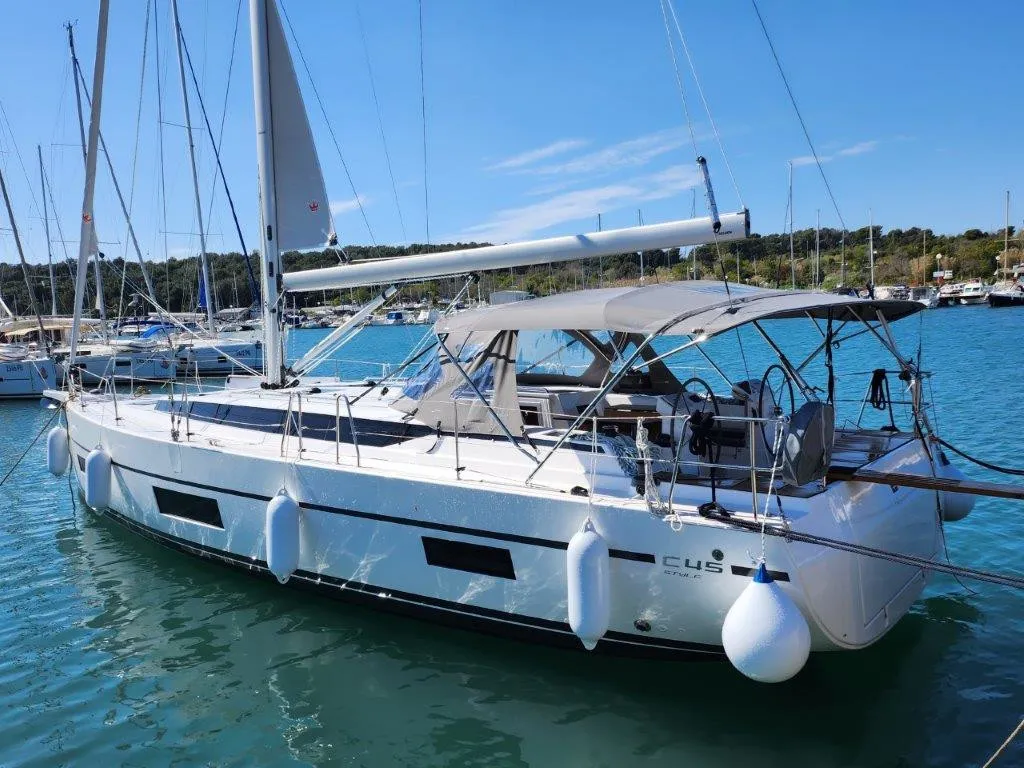 Exterior view of Wahlheimat, a Bavaria C45 Style sailboat at Primošten, Croatia