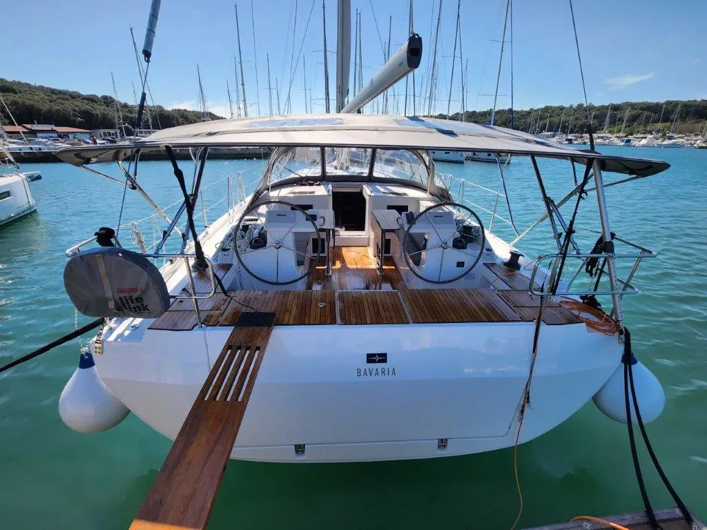 Exterior view of Wahlheimat, a Bavaria C45 Style sailboat at Primošten, Croatia