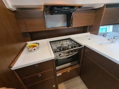 Galley of Wahlheimat, a Bavaria C45 Style sailboat at Primošten, Croatia