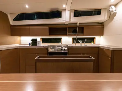 Galley of "Blue Odyssey, Beneteau Oceanis 46.1, 2020", a Beneteau Oceanis 46.1 sailboat at Municipal Unit of Nea Peramos, Gr…