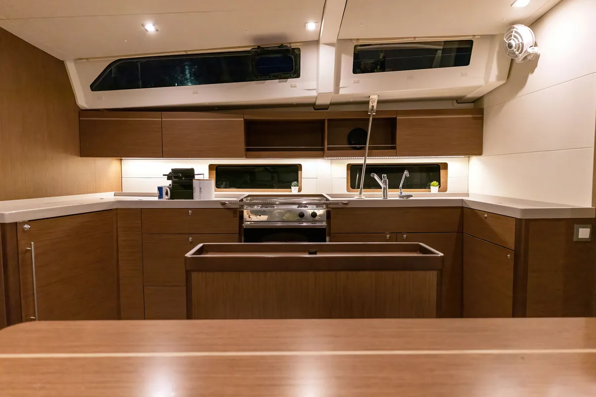 Galley of "Blue Odyssey, Beneteau Oceanis 46.1, 2020", a Beneteau Oceanis 46.1 sailboat at Municipal Unit of Nea Peramos, Gr…