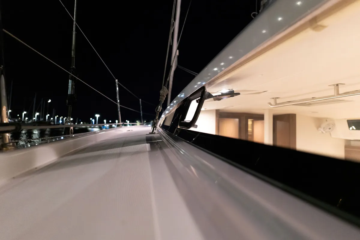 Deck of "Blue Odyssey, Beneteau Oceanis 46.1, 2020", a Beneteau Oceanis 46.1 sailboat at Municipal Unit of Nea Peramos, Gree…