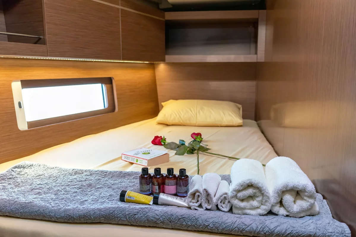 Cabin on "Blue Odyssey, Beneteau Oceanis 46.1, 2020", a Beneteau Oceanis 46.1 sailboat at Municipal Unit of Nea Peramos, Gre…