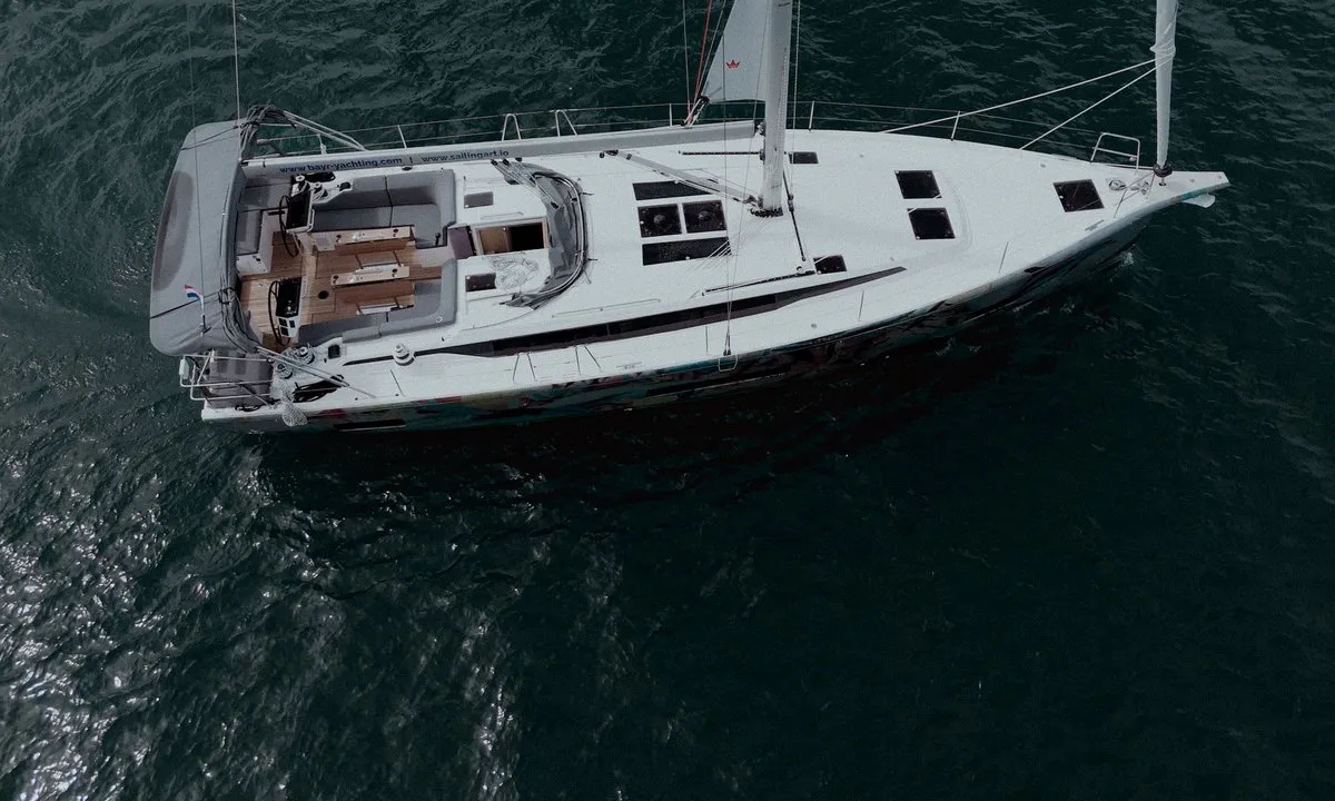Exterior view of Art N, a Bavaria C46 sailboat at Pirovac, Croatia