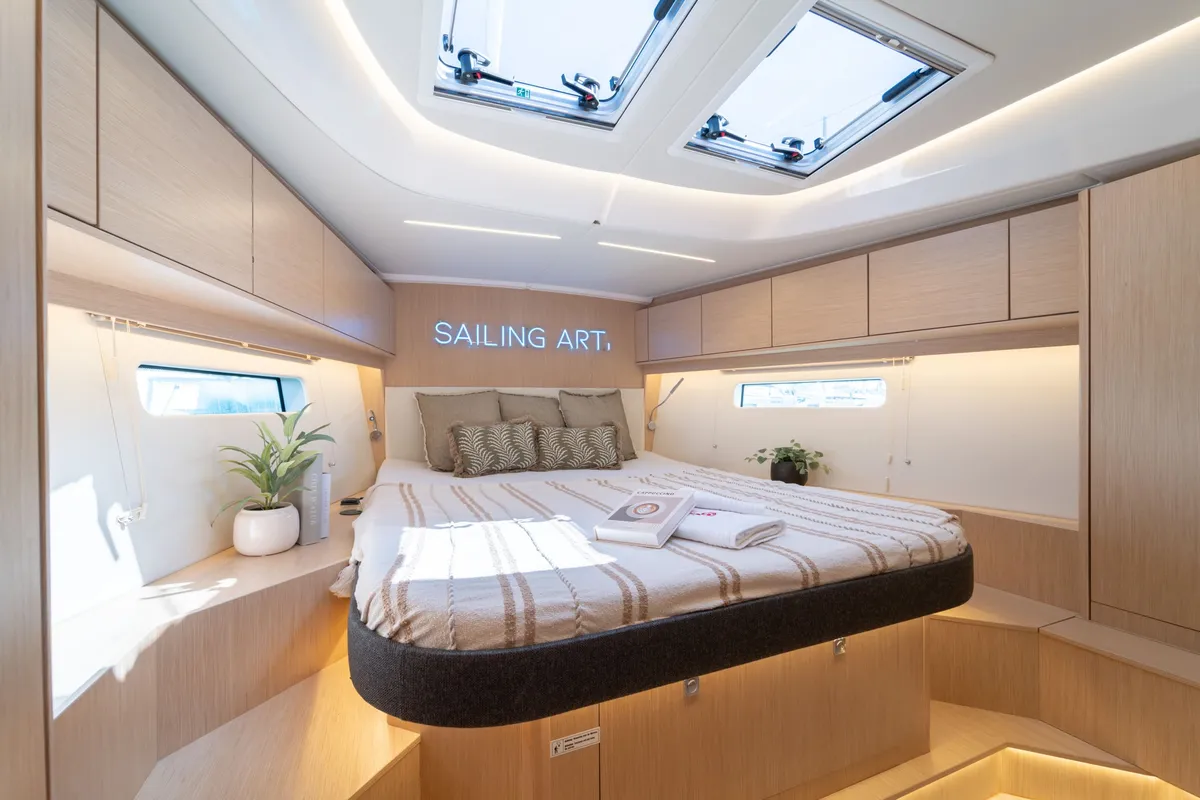 Cabin on Art N, a Bavaria C46 sailboat at Pirovac, Croatia