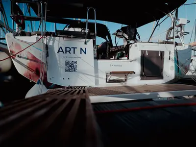 Deck of Art N, a Bavaria C46 sailboat at Pirovac, Croatia