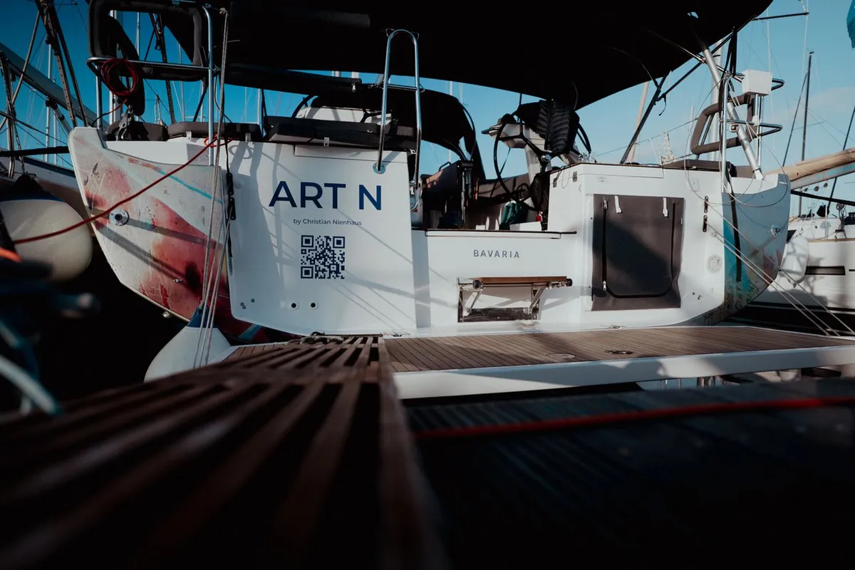Deck of Art N, a Bavaria C46 sailboat at Pirovac, Croatia