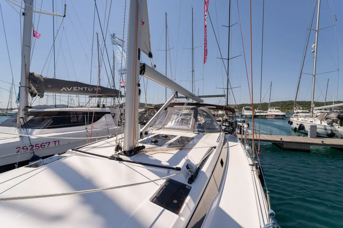 Exterior view of Art N, a Bavaria C46 sailboat at Pirovac, Croatia