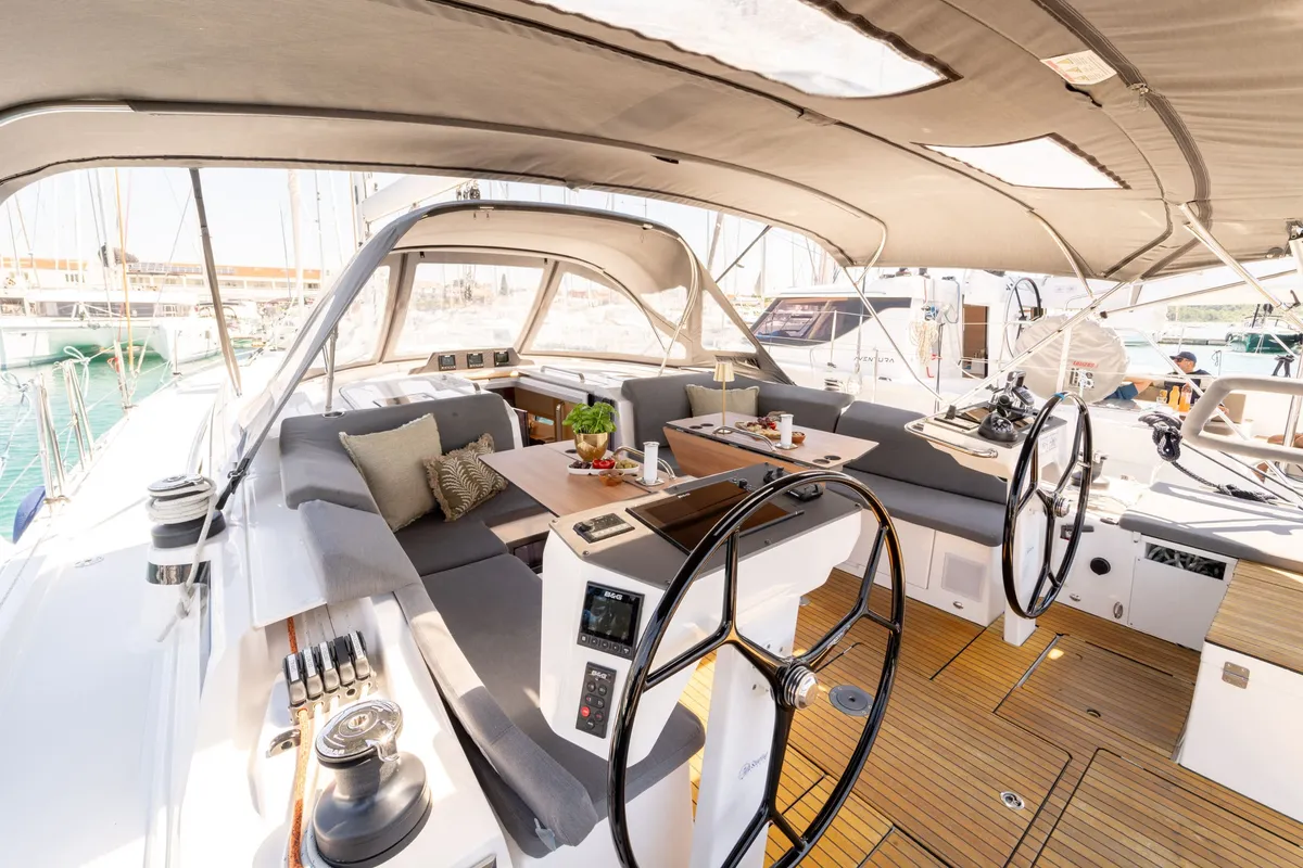 Exterior view of Art N, a Bavaria C46 sailboat at Pirovac, Croatia