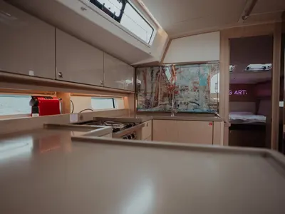 Galley of Art N, a Bavaria C46 sailboat at Pirovac, Croatia
