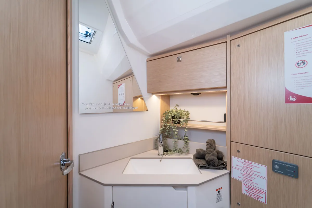 Cabin on Art N, a Bavaria C46 sailboat at Pirovac, Croatia