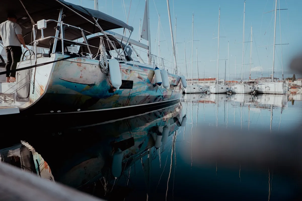 Exterior view of Art N, a Bavaria C46 sailboat at Pirovac, Croatia
