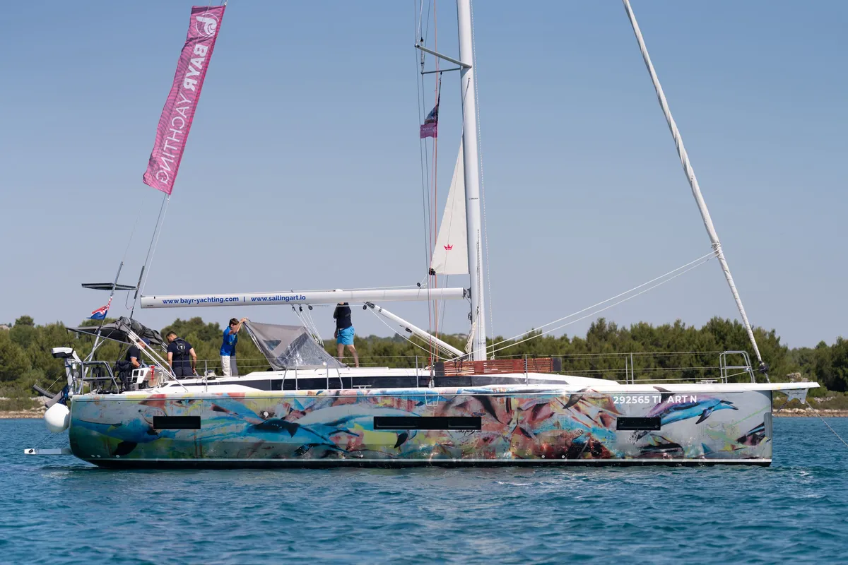 Exterior view of Art N, a Bavaria C46 sailboat at Pirovac, Croatia
