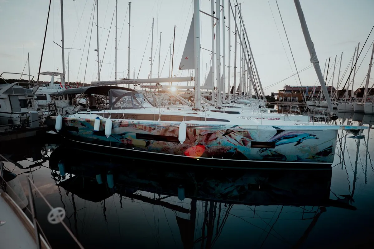 Exterior view of Art N, a Bavaria C46 sailboat at Pirovac, Croatia