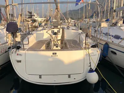 Exterior view of Zenith, a Bavaria Cruiser 36 sailboat at Fethiye, Turkey