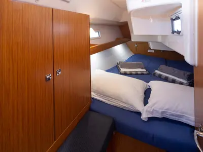 Cabin on Nikitas, a Bavaria Cruiser 34 sailboat at Lefkada, Greece
