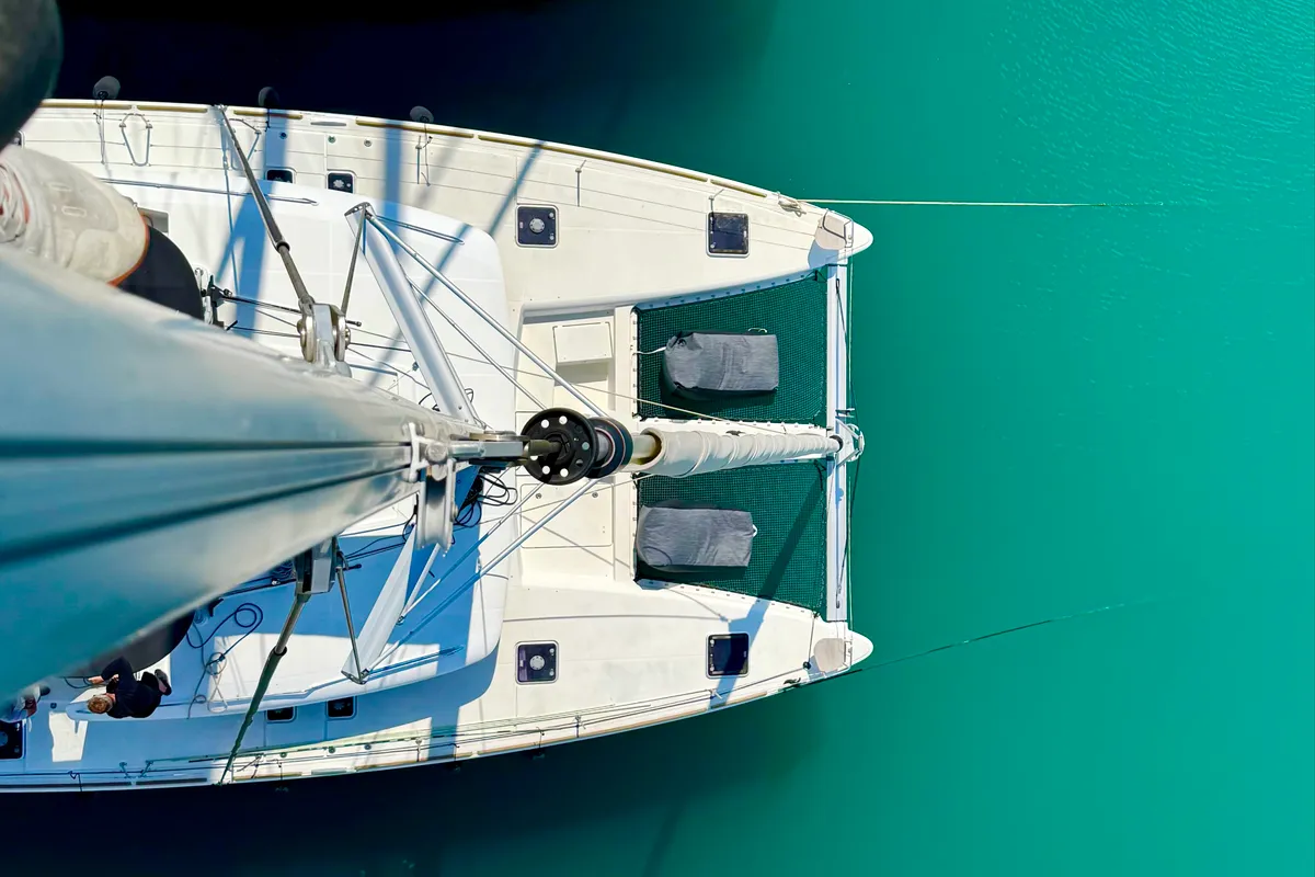 Deck of Pasea On, a Lagoon 450 F catamaran at Municipal Unit of Lefkada, Greece