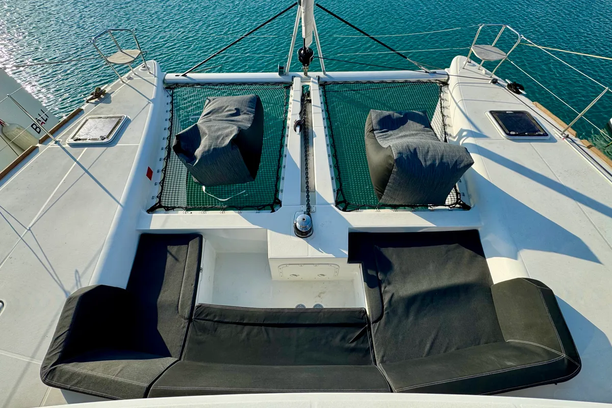 Deck of Pasea On, a Lagoon 450 F catamaran at Municipal Unit of Lefkada, Greece