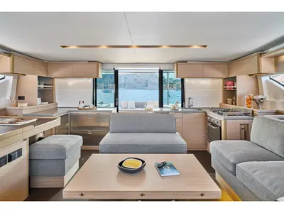 Galley of Errant Vagabond, a Lagoon 51 catamaran at Municipal Unit of Palairos, Greece