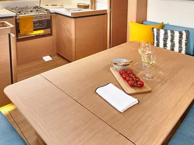 Galley of Sun Odyssey 490 Premium, a Jeanneau Sun Odyssey 490 sailboat at Procida, Italy