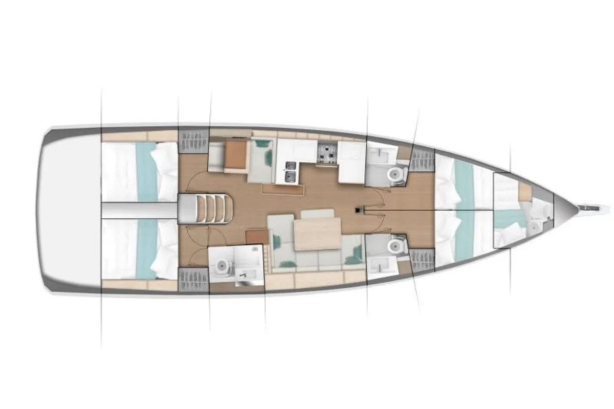 Floor plan of Sun Odyssey 490 Premium, a Jeanneau Sun Odyssey 490 sailboat at Procida, Italy