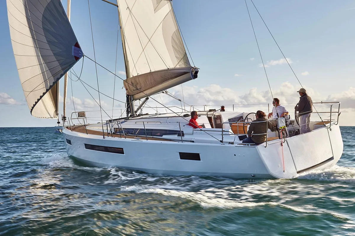 Exterior view of Sun Odyssey 490 Premium, a Jeanneau Sun Odyssey 490 sailboat at Procida, Italy