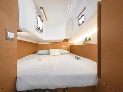 Cabin on Habanera, a Jeanneau Sun Odyssey 380 sailboat at Marmaris, Turkey
