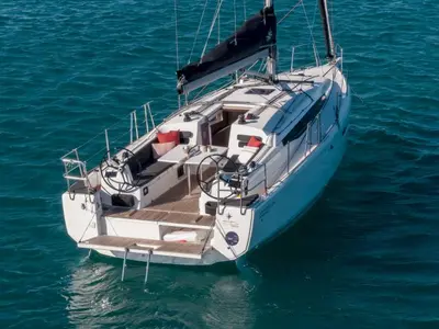 Exterior view of Habanera, a Jeanneau Sun Odyssey 380 sailboat at Marmaris, Turkey