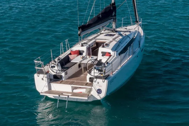 Exterior view of Habanera, a Jeanneau Sun Odyssey 380 sailboat at Marmaris, Turkey