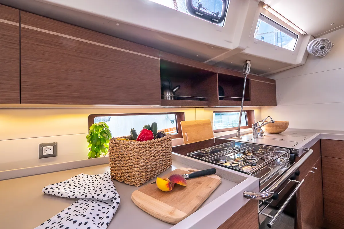 Salon of Amorino, a Beneteau Oceanis 46.1 sailboat at Split, Croatia