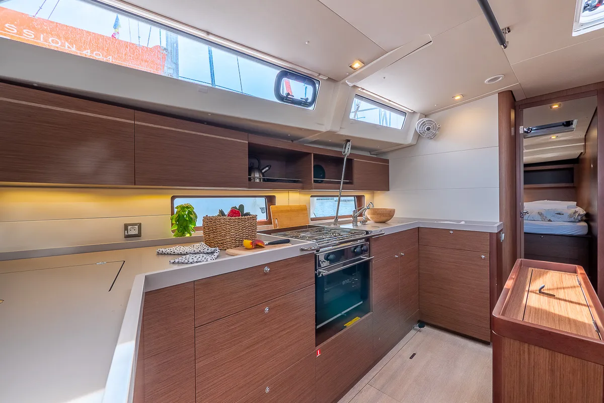 Galley of Amorino, a Beneteau Oceanis 46.1 sailboat at Split, Croatia