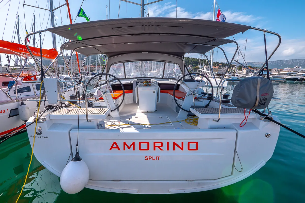 Exterior view of Amorino, a Beneteau Oceanis 46.1 sailboat at Split, Croatia
