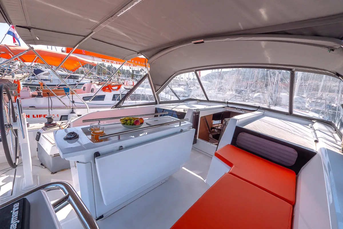 Deck of Amorino, a Beneteau Oceanis 46.1 sailboat at Split, Croatia