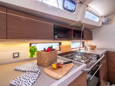 Galley of Amorino, a Beneteau Oceanis 46.1 sailboat at Split, Croatia