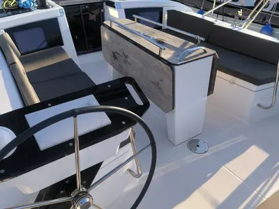 Deck of Luka, a Dufour 41 sailboat at Marmaris, Turkey