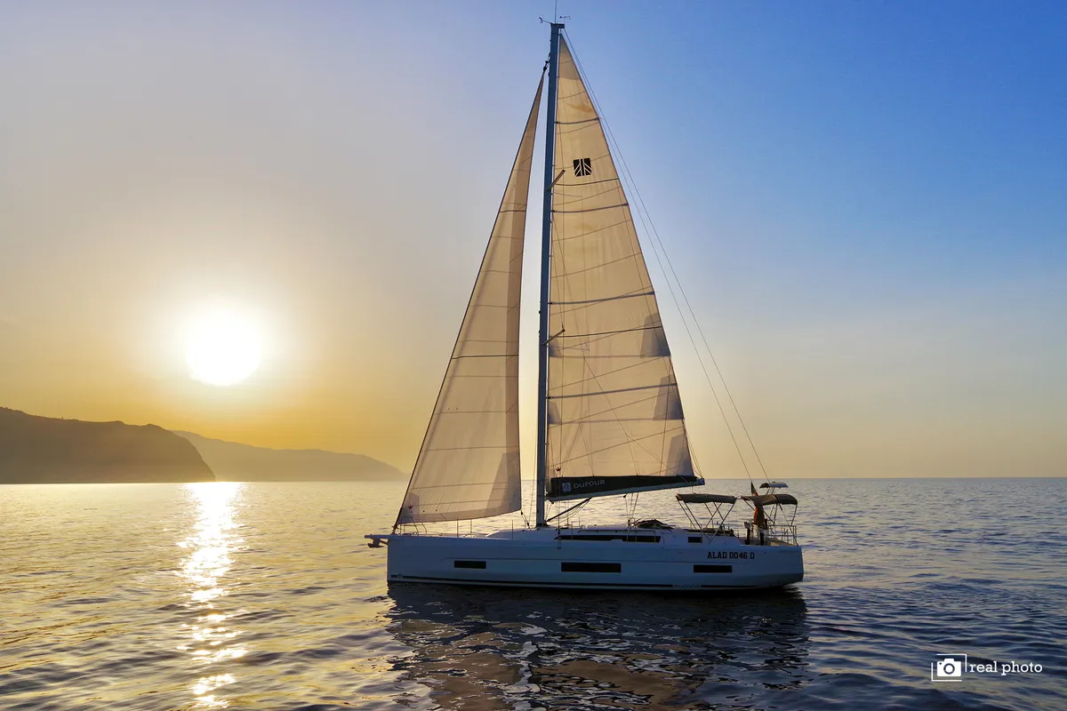 Exterior view of Dufour 470, a sailboat at Tonnarella, Italy