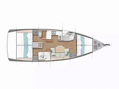 Salon of Greta, a Jeanneau Sun Odyssey 440 sailboat at Pula, Croatia