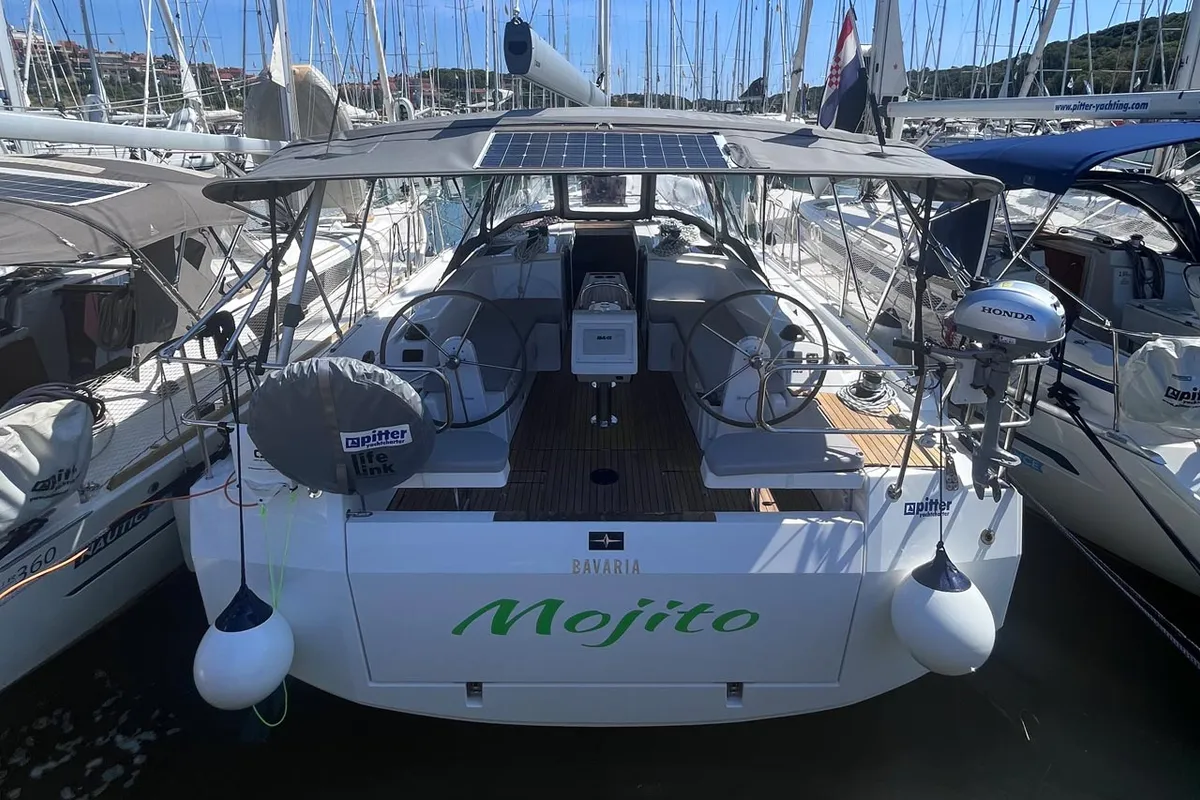 Exterior view of Mojito, a Bavaria C38 sailboat at Grad Pula, Croatia