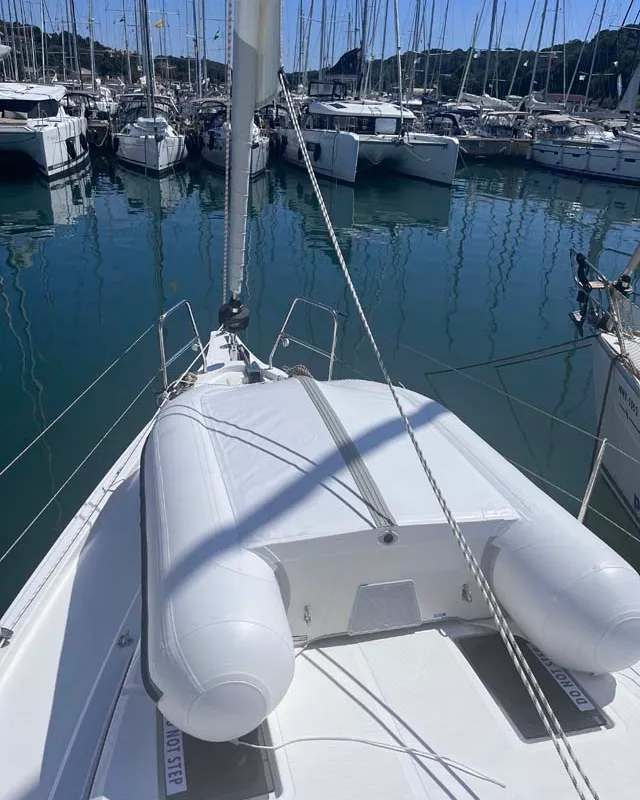 Deck of Mojito, a Bavaria C38 sailboat at Grad Pula, Croatia