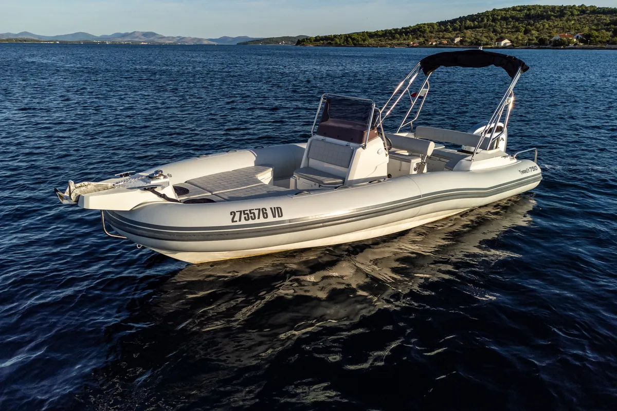 Exterior view of Marlin, a Marlin 790 Dynamic motorboat at Grad Vodice, Croatia